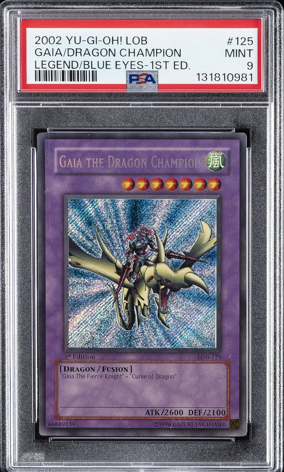 遊戯王英語版 2002年 LOB Legend of Blue Eyes White Dragon Gaia the Dragon Champion PSA 9 鑑定済