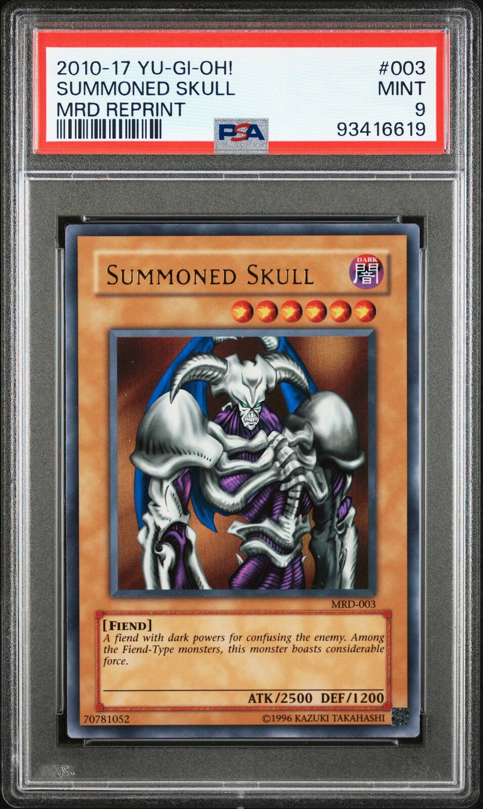 遊戯王英語版 2010-2017 Metal Raiders Reprint Summoned Skull #003 PSA 9 鑑定済【中古】