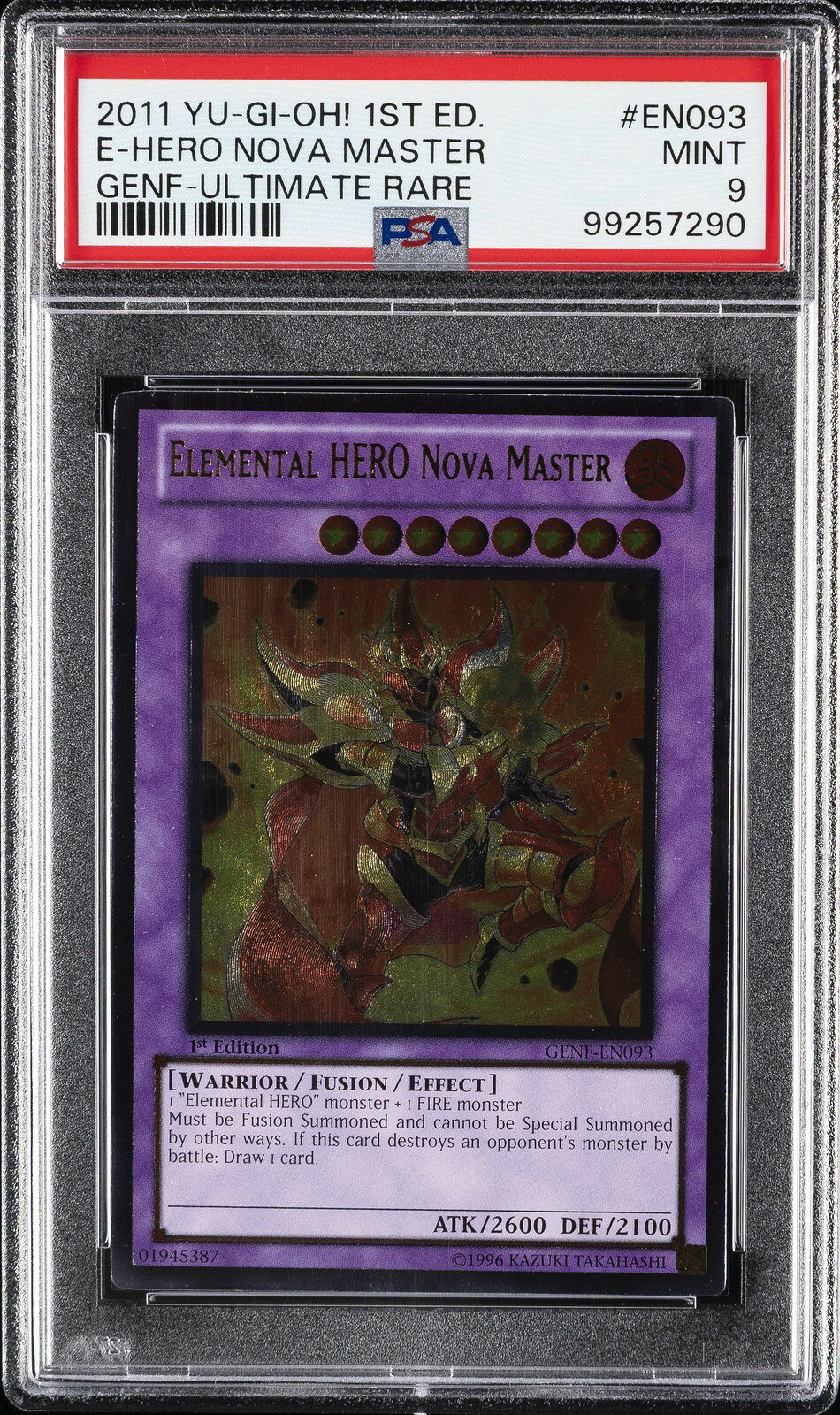 遊戯王英語版 2011 GENF-GENERATION FORCE ELEMENTAL HERO NOVA MASTER #EN093 PSA9 鑑定済