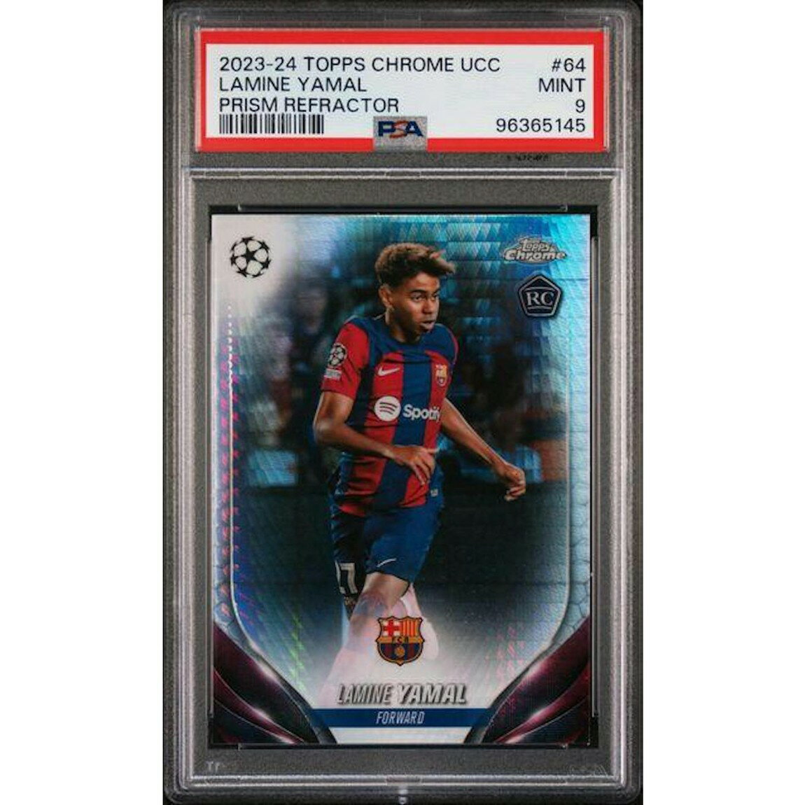 サッカー 2023/24 Topps Chrome UCC ラミン・ヤマル Prism Refractor PSA 9 鑑定済