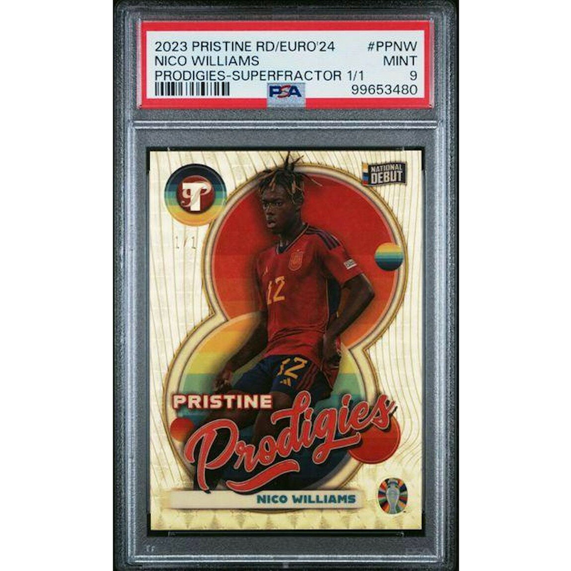 サッカー 2023 Topps RD/Euro 2024 ニコ・ウィリアムズ Prodigies Superfractor 1/1 PSA 9 鑑定済