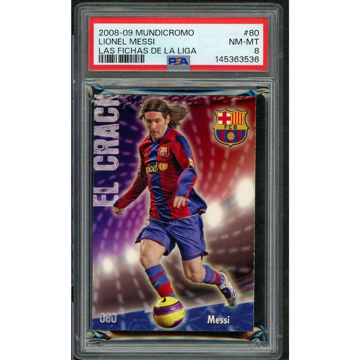 サッカー 2008 Mundicromo Las Fichas De La Liga リオネル・メッシ #80 PSA 8 鑑定済