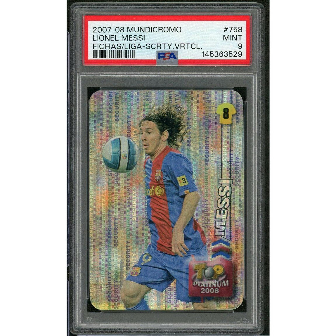 サッカー 2007 Mundicromo リオネル・メッシ Las Fichas De La Liga Security Vertical #758 PSA 9 鑑定済