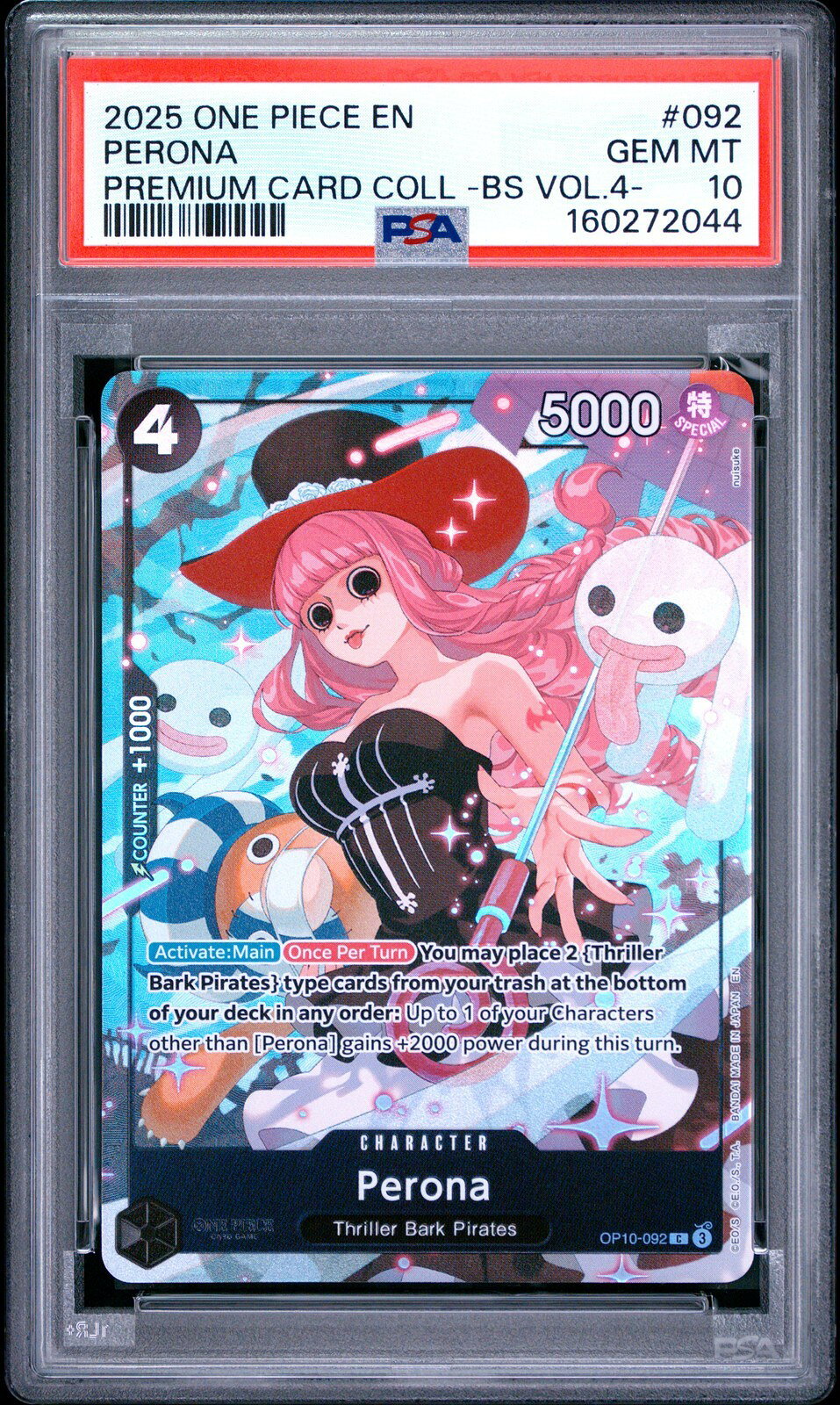 ワンピース英語版 2025 PREMIUM CARD COLLECTION -BEST SELECTION VOL.4 PERONA ペローナ PSA 10 鑑定済【中古】