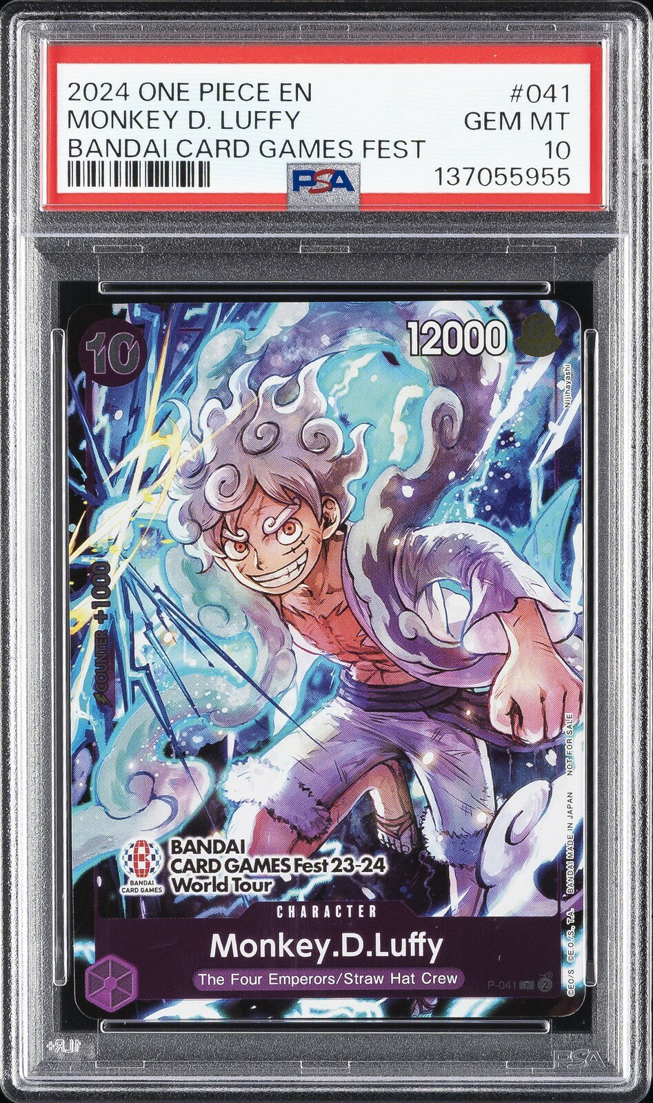 ワンピース英語版 2024 ONE PIECE PROMOS BANDAI CARD GAMES FEST MONKEY D. LUFFY プロモ #041 PSA 10 鑑定済
