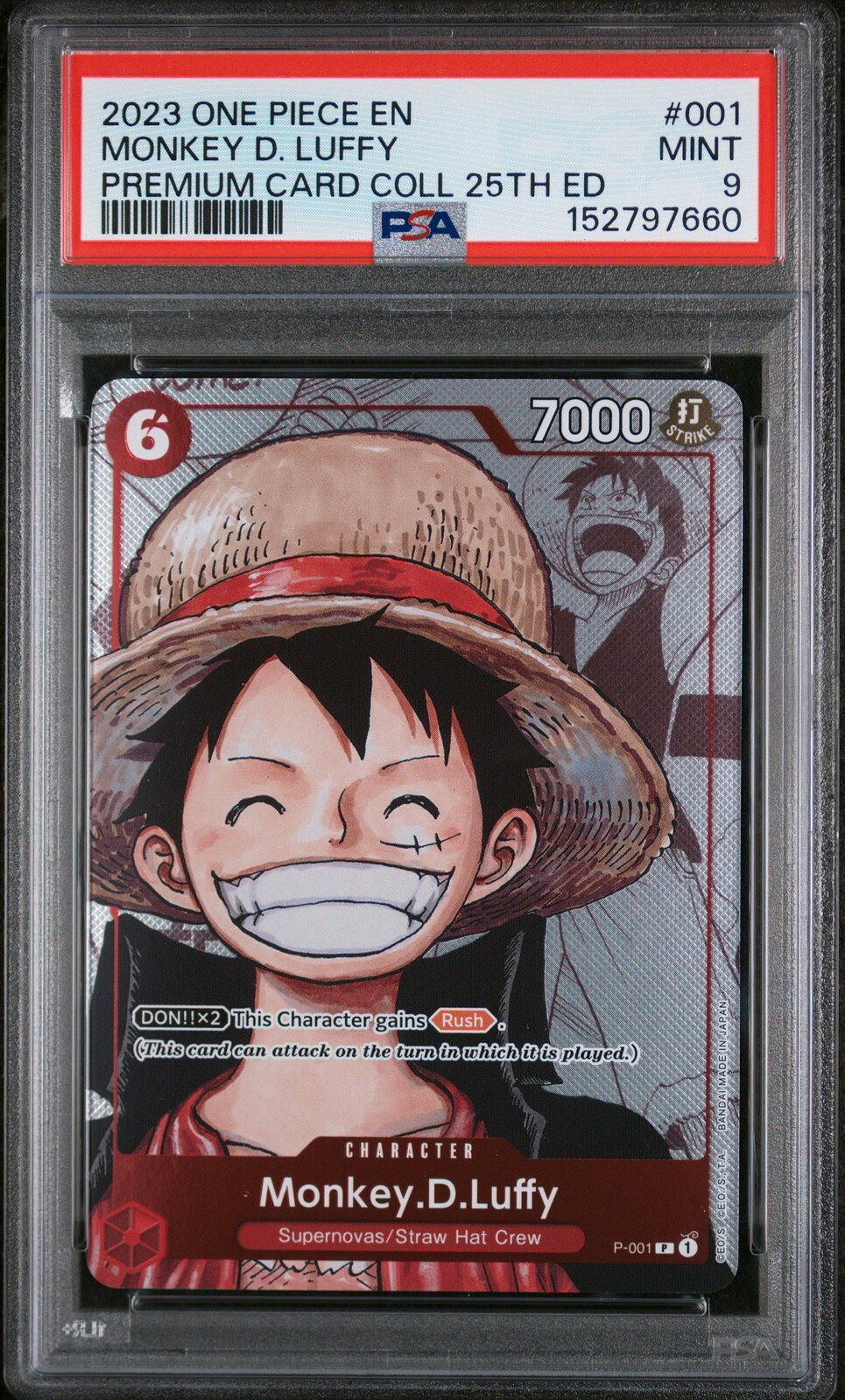 ワンピース英語版 2023 PREMIUM CARD COLLECTION 25TH EDITION MONKEY D. LUFFY プロモ #001 PSA 9 鑑定済【中古】