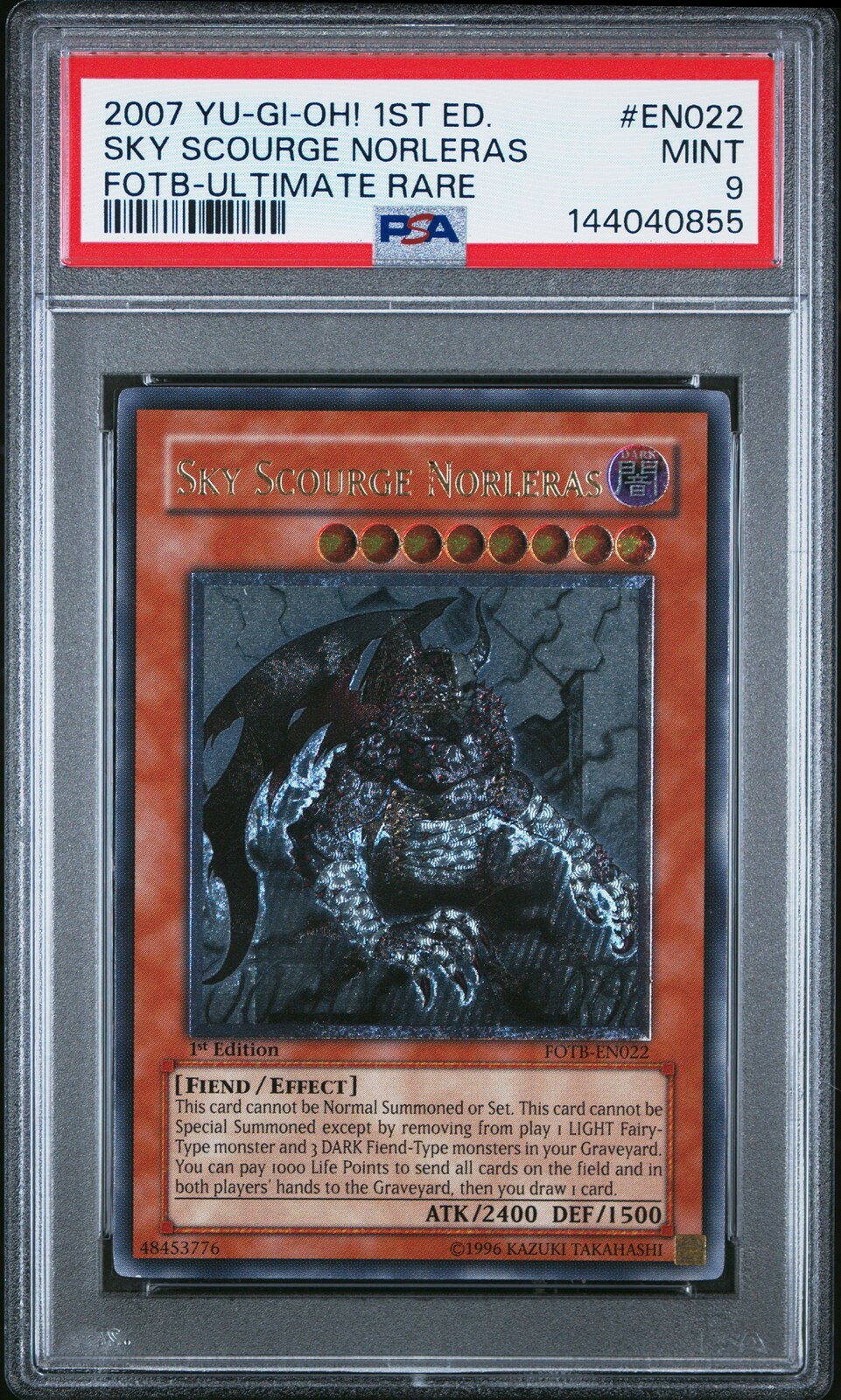遊戯王英語版 2007 FOTB-FORCE OF THE BREAKER SKY SCOURGE NORLERAS #EN022 PSA9 鑑定済