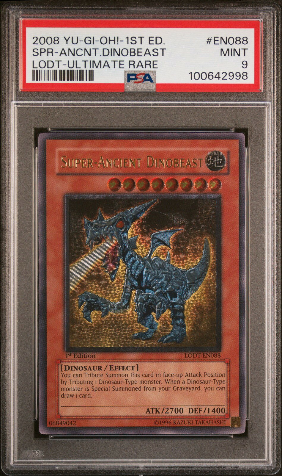 遊戯王英語版 2008 LODT-LIGHT OF DESTRUCTION SUPER-ANCIENT DINOBEAST EN088 PSA 9 鑑定済