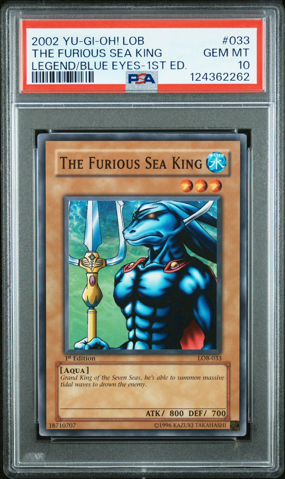 遊戯王英語版 2002 LOB Legend of Blue Eyes White Dragon The Furious Sea King PSA10 鑑定済