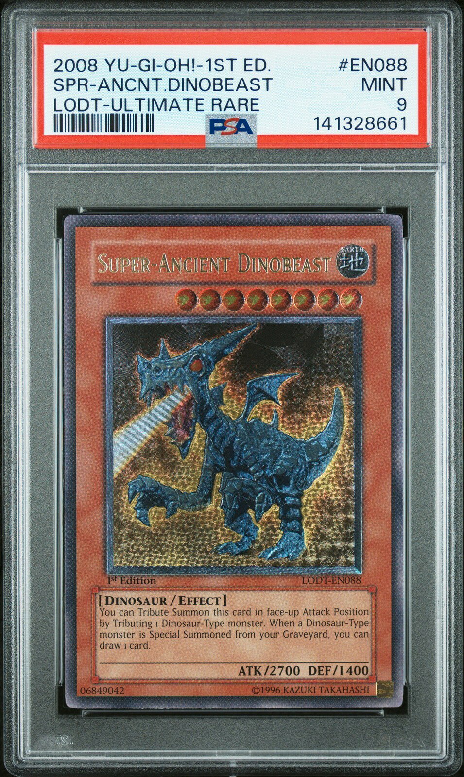 遊戯王英語版 2008 LODT-LIGHT OF DESTRUCTION SUPER-ANCIENT DINOBEAST #EN088 PSA 9 鑑定済