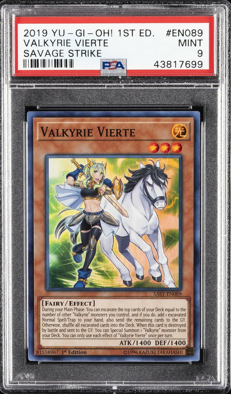 遊戯王英語版 2019 SAST-SAVAGE STRIKE VALKYRIE VIERTE 1st Ed #EN089 PSA 9 鑑定済【中古】