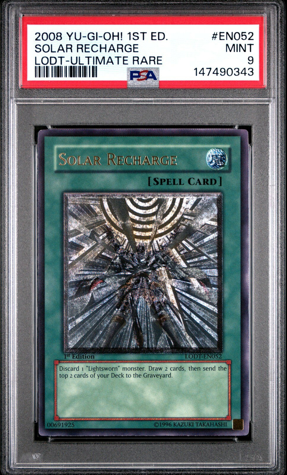 遊戯王英語版 2008 LODT-LIGHT OF DESTRUCTION SOLAR RECHARGE #EN052 PSA 9 鑑定済
