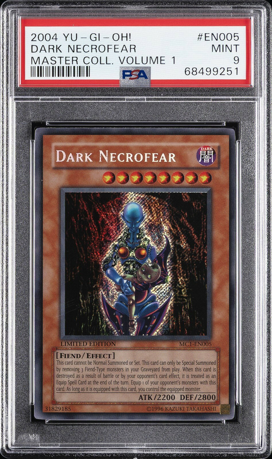 遊戯王英語版 2004 マスターコレクション1 Master Collection Volume 1 ダーク・ネクロフィア Dark Necrofear #EN005 PSA 9 鑑定済