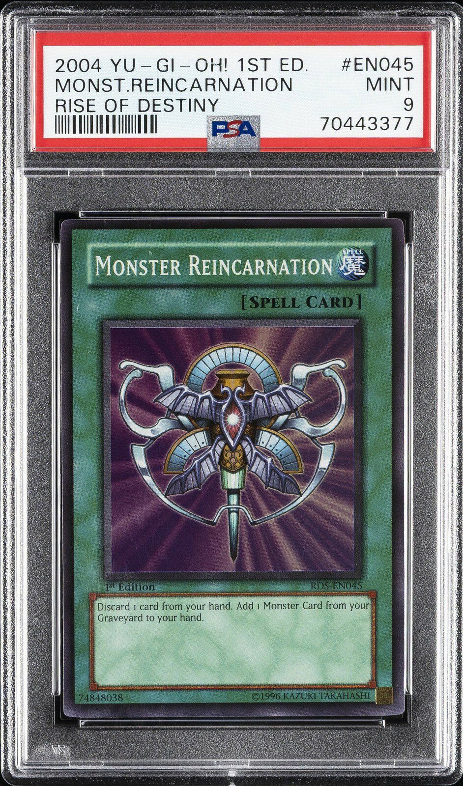 遊戯王英語版 2004 Rise of Destiny モンスター・リインカーネーション Monster Reincarnation 1st Edition #EN045 PSA 9 鑑定済
