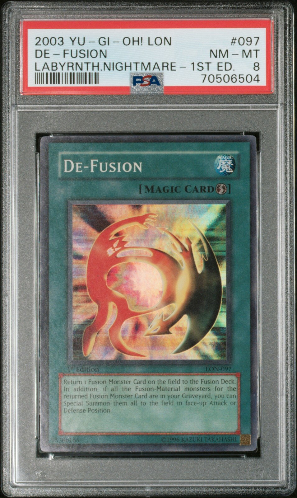 遊戯王英語版 2003 Labyrinth of Nightmare De-Fusion 1st Edition #097 PSA 8 鑑定済