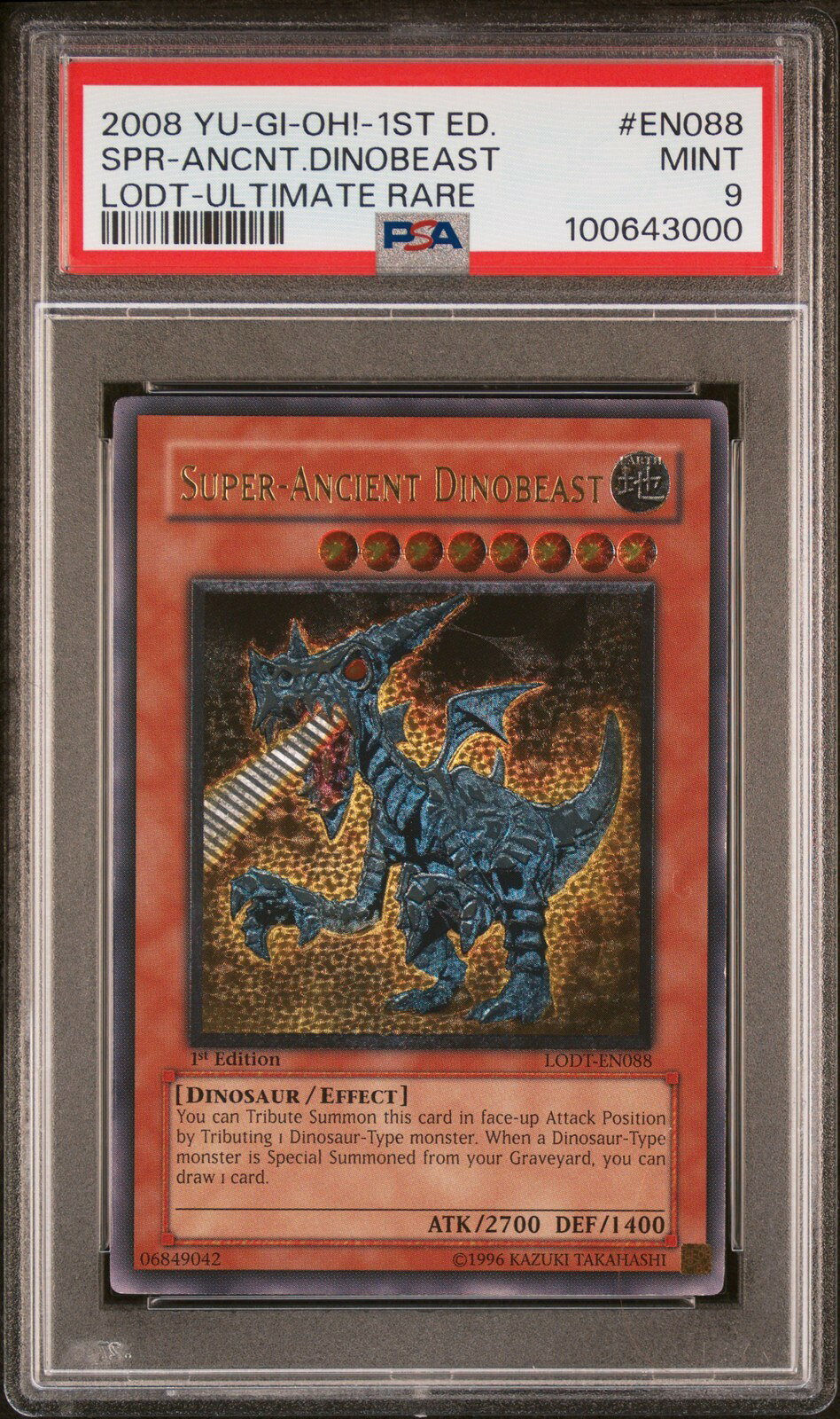 遊戯王英語版 2008 LODT-LIGHT OF DESTRUCTION SUPER-ANCIENT DINOBEAST #EN088 PSA 9 鑑定済