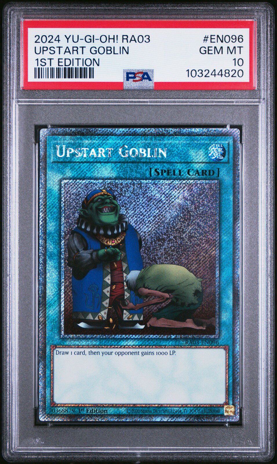 遊戯王英語版 2024 RA03-Quarter Century Bonanza Upstart Goblin 1st ED #EN096 PSA10 鑑定済