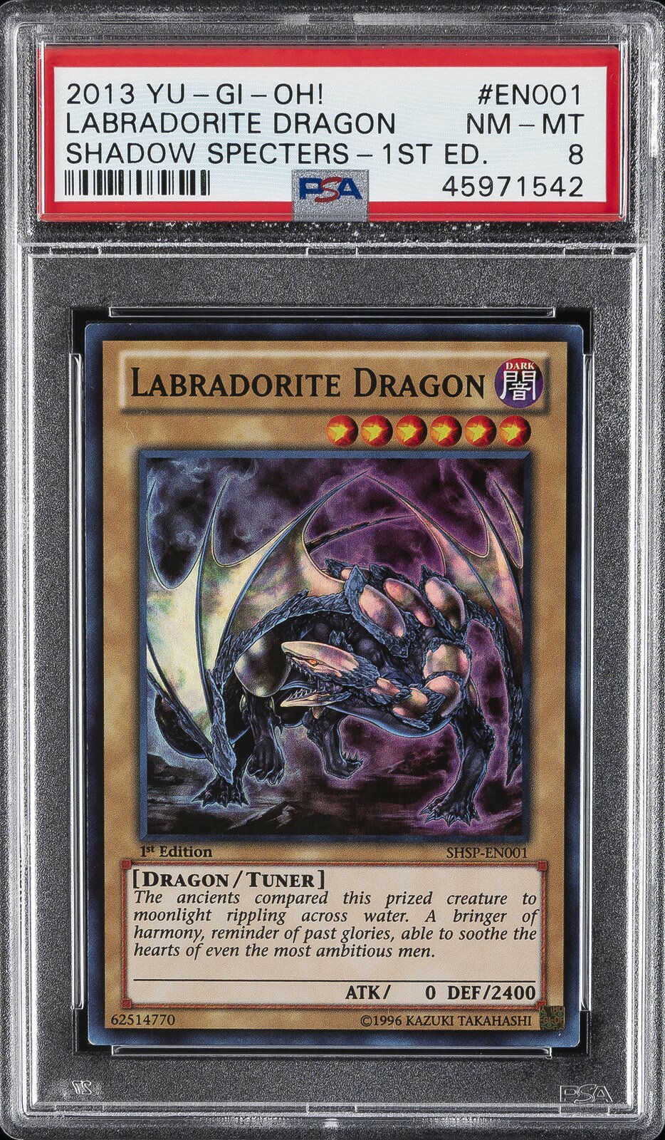 遊戯王英語版 2013 SHADOW SPECTERS ラブラドライド・ドラゴン LABRADORITE DRAGON 1st Ed EN001 PSA 8 鑑定済