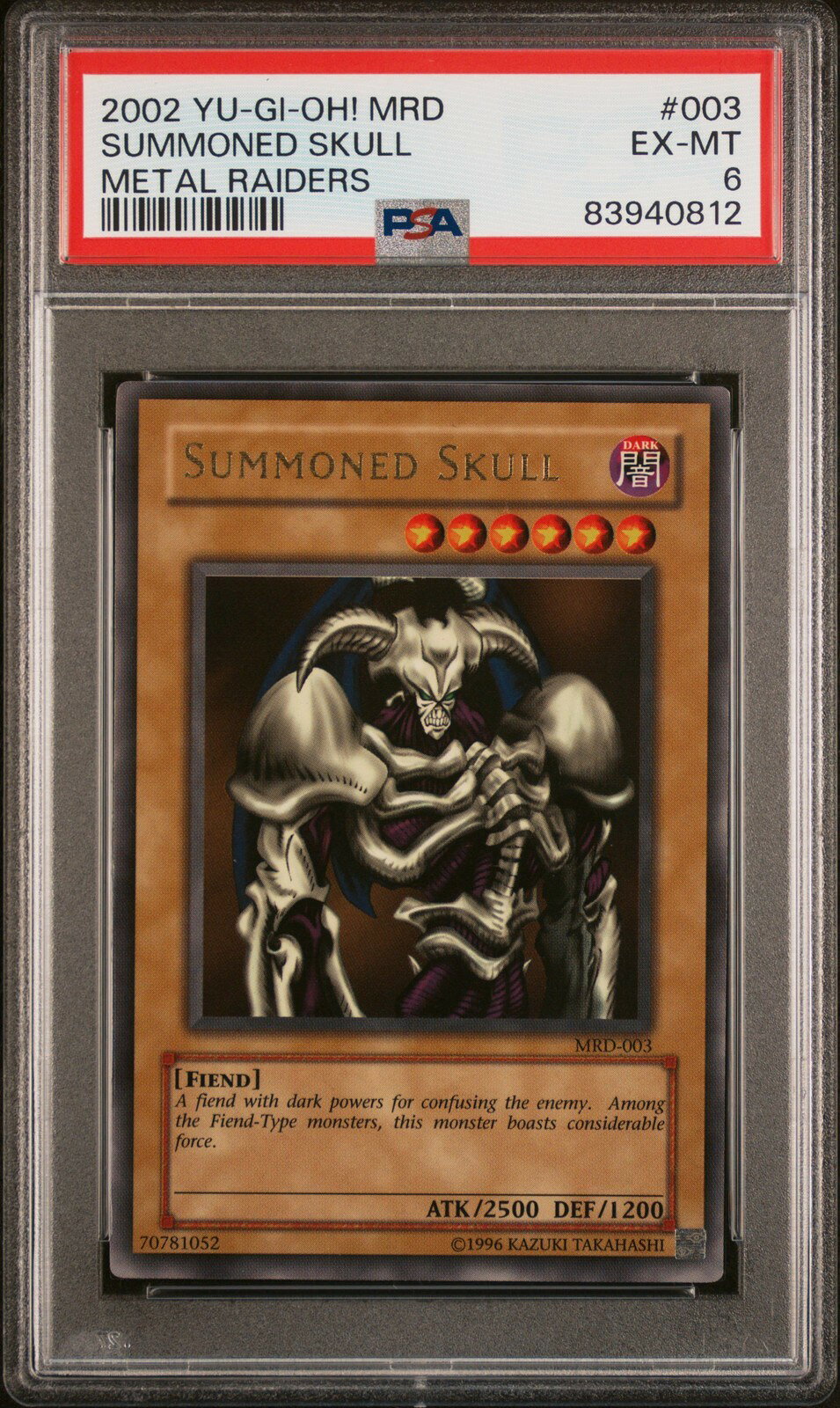 遊戯王英語版 2002 MRD-METAL RAIDERS SUMMONED SKULL #003 PSA6 鑑定済【中古】
