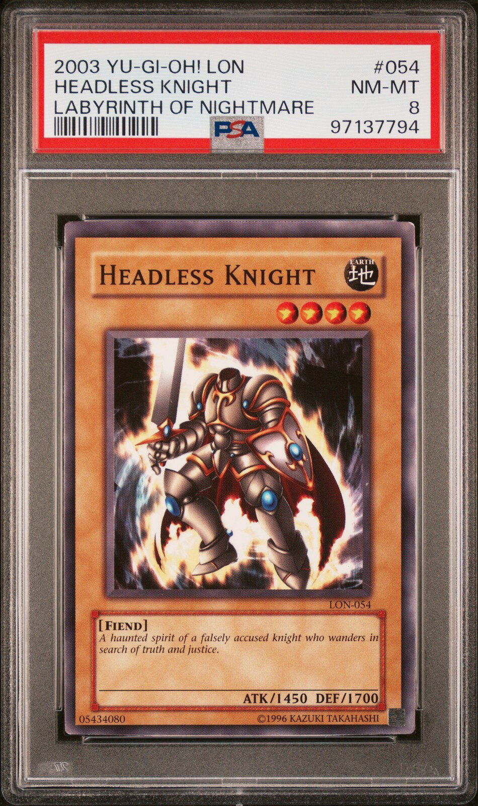 遊戯王英語版 2003 LON-LABYRINTH OF NIGHTMARE HEADLESS KNIGHT #054 PSA 8 鑑定済