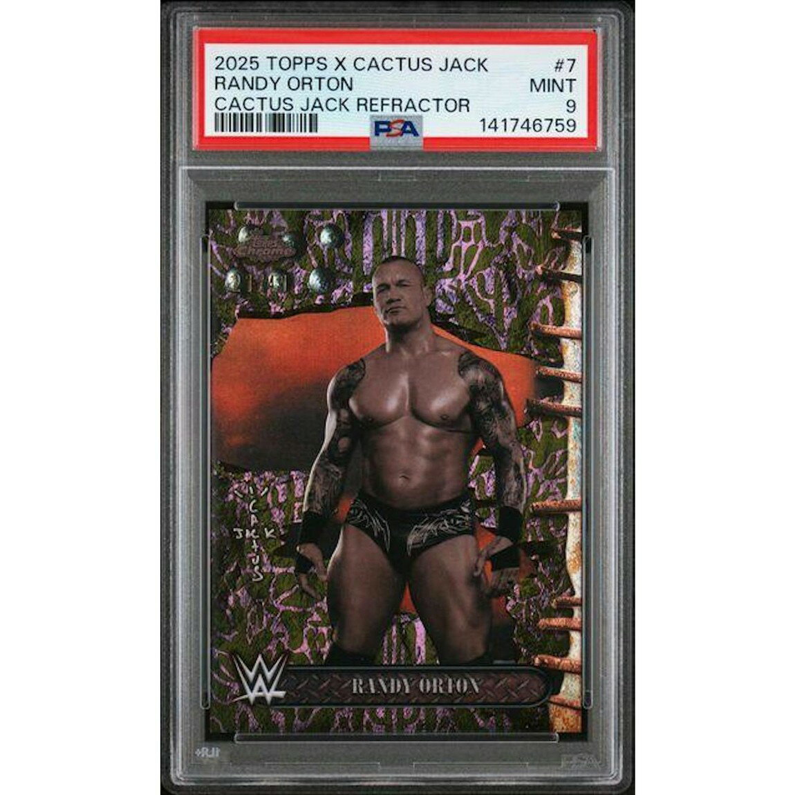 レスリング 2025 Topps Chrome x Cactus Jack ランディ・オートン Cactus Jack Refractor /41 #7 PSA 9 鑑定済