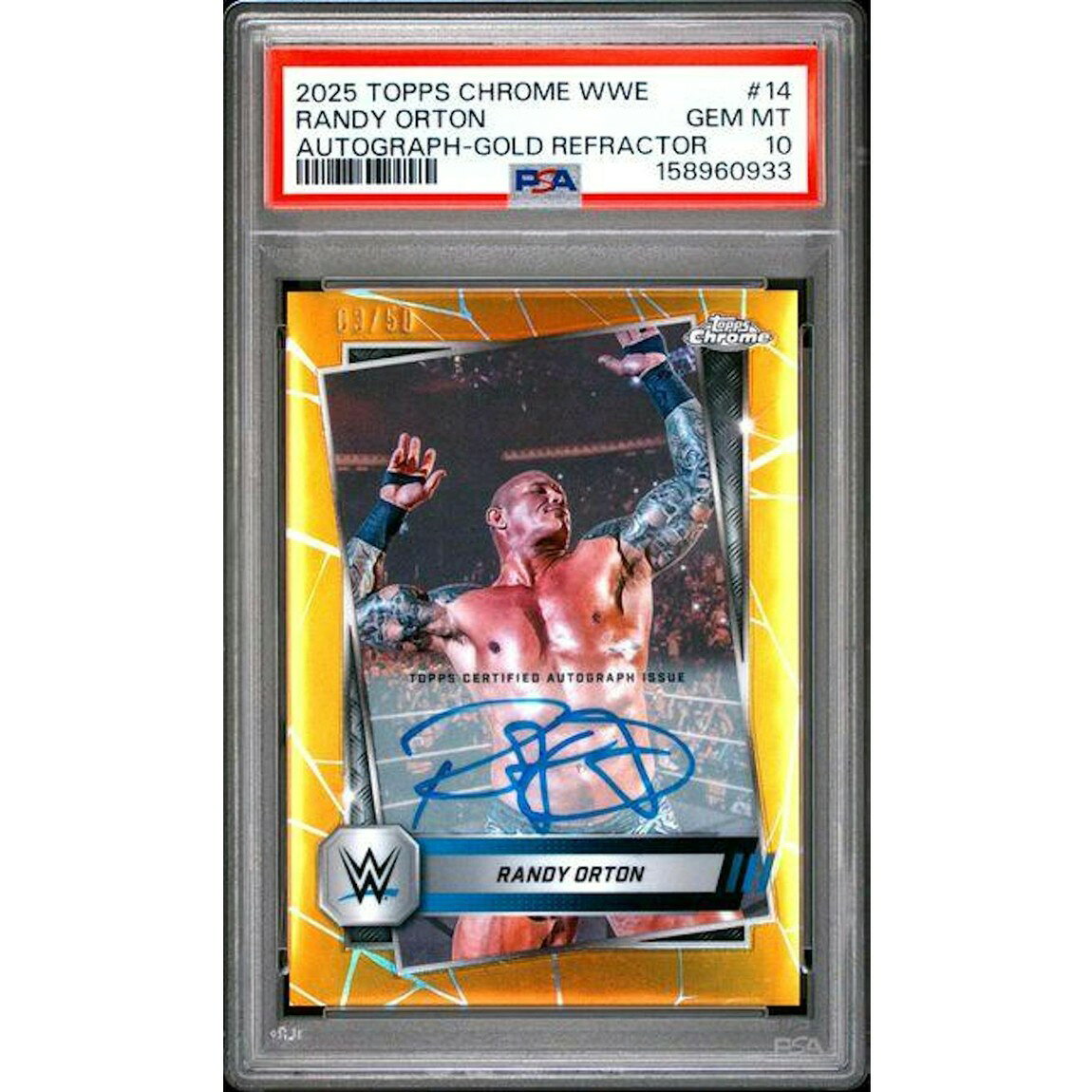 レスリング 2025 Topps Chrome ランディ・オートン Gold Auto /50 #14 PSA 10 鑑定済