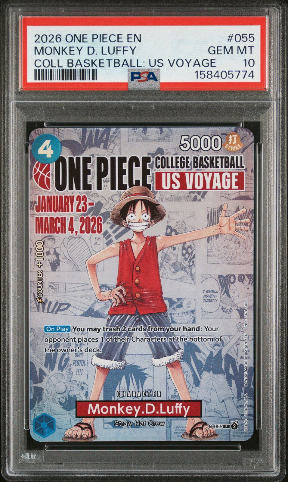 ワンピース英語版 2026 ONE PIECE PROMOS MONKEY D. LUFFY #055 PSA 10 鑑定済