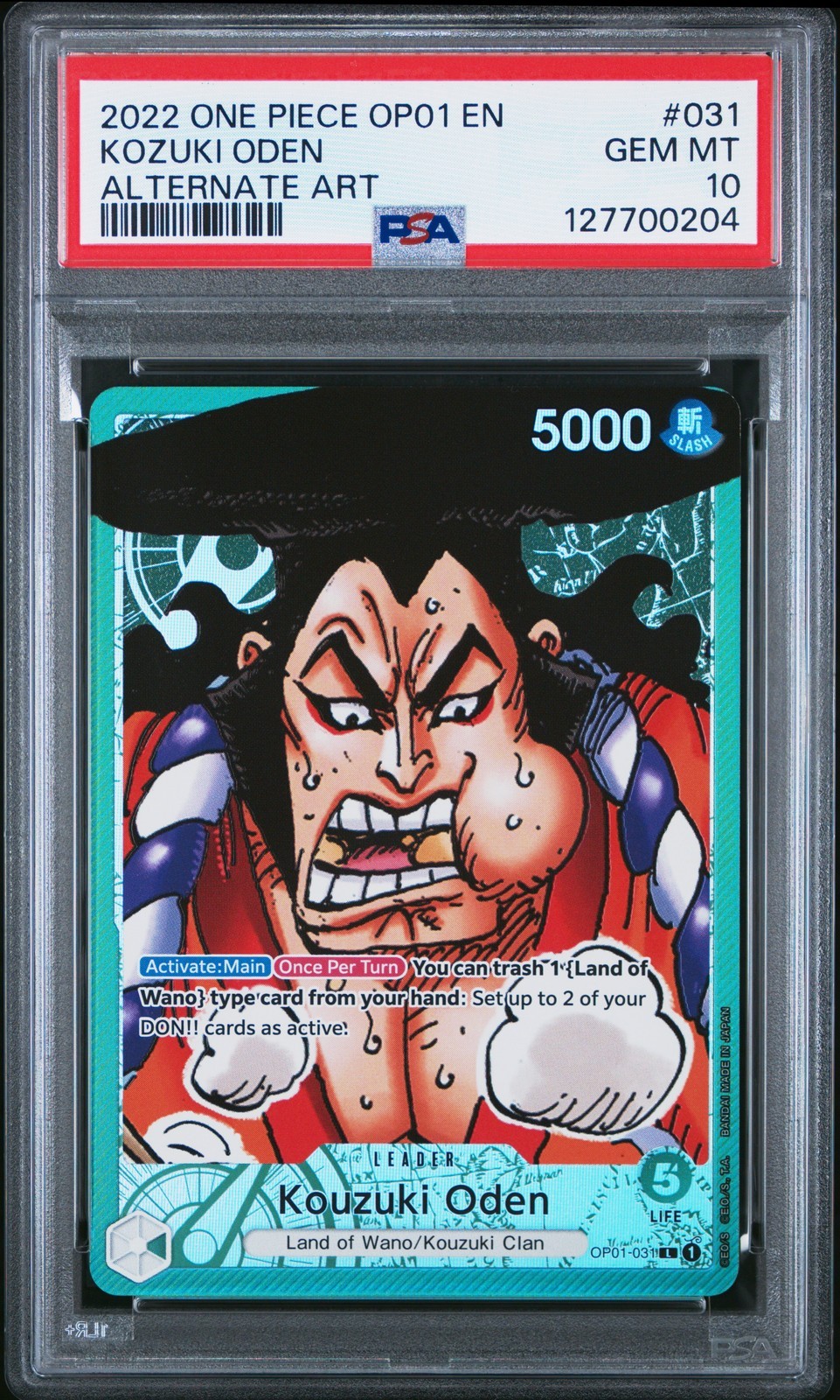 ワンピース英語版 2022 ONE PIECE OP01-ROMANCE DAWN KOZUKI ODEN ALTERNATE ART #031 PSA 10 鑑定済