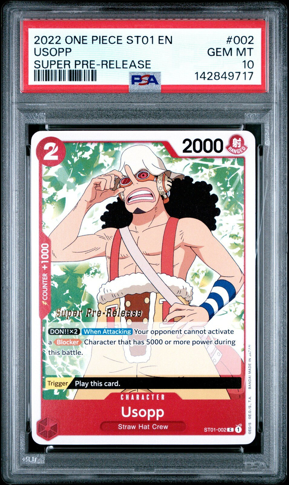 ワンピース英語版 2022 STARTER DECK ST01-STRAW HAT CREW ウソップ USOPP SUPER PRE-RELEASE PSA 10 鑑定済【中古】