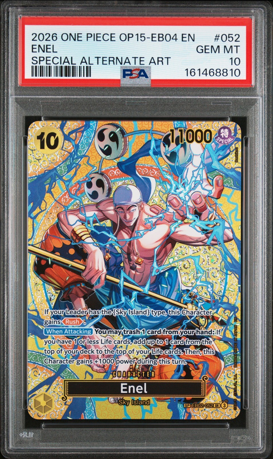 ワンピース英語版 2026 ONE PIECE OP15-EB04-ADVENTURE ON KAMI'S ISLAND ENEL #052 PSA10 鑑定済【中古】