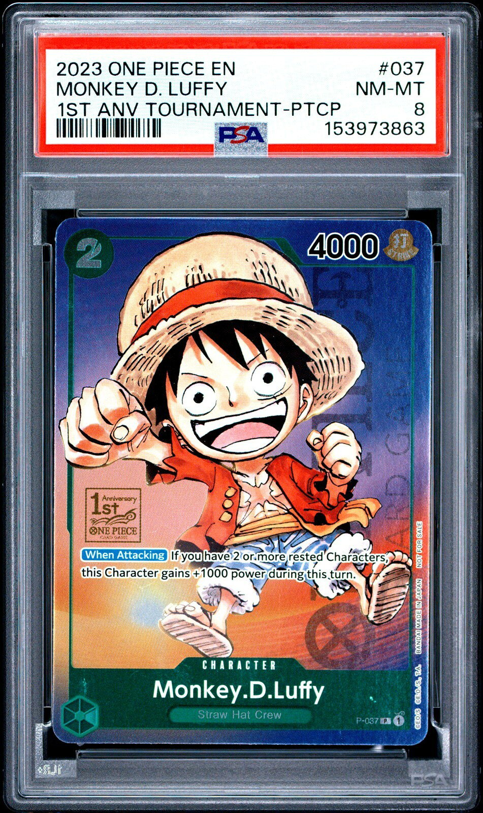 ワンピース英語版 2023 ONE PIECE PROMOS Monkey D. Luffy モンキー・D・ルフィ Promos #037 PSA 8 鑑定済