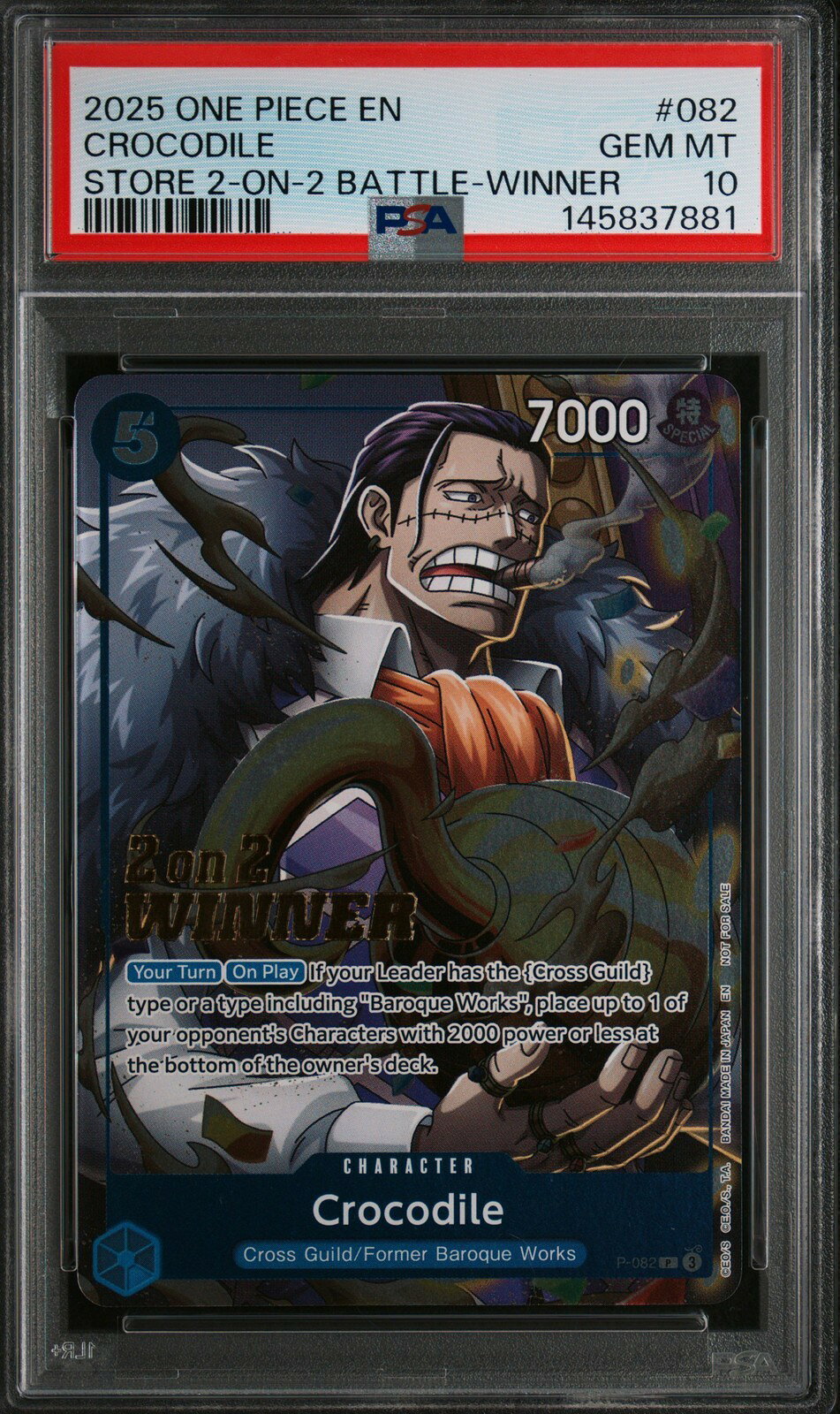 ワンピース英語版 2025 PROMOS STORE 2-ON-2 BATTLE-WINNER クロコダイル CROCODILE プロモ #082 PSA10 鑑定済