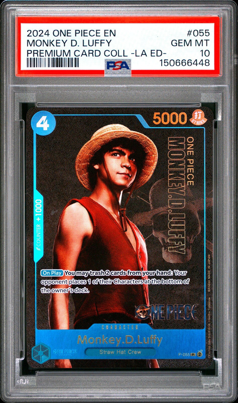 ワンピース英語版 ONE PIECE PREMIUM CARD COLLECTION -LIVE ACTION EDITION- MONKEY D. LUFFY PSA 10 鑑定済【中古】