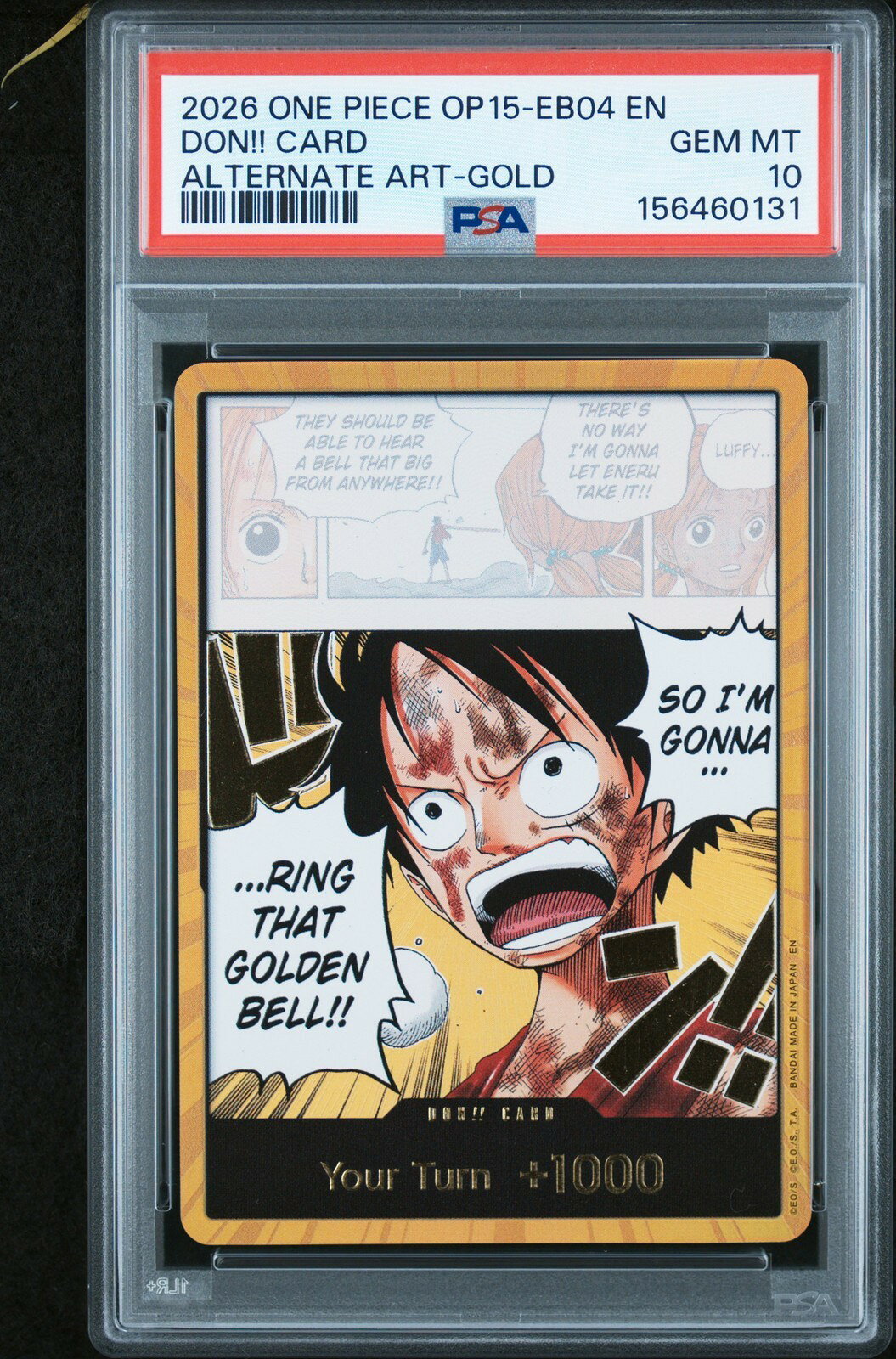 ワンピース英語版 2026 OP15-EB04 ADVENTURE ON KAMI'S ISLAND DON!! CARD ALTERNATE ART-GOLD PSA10 鑑定済【中古】