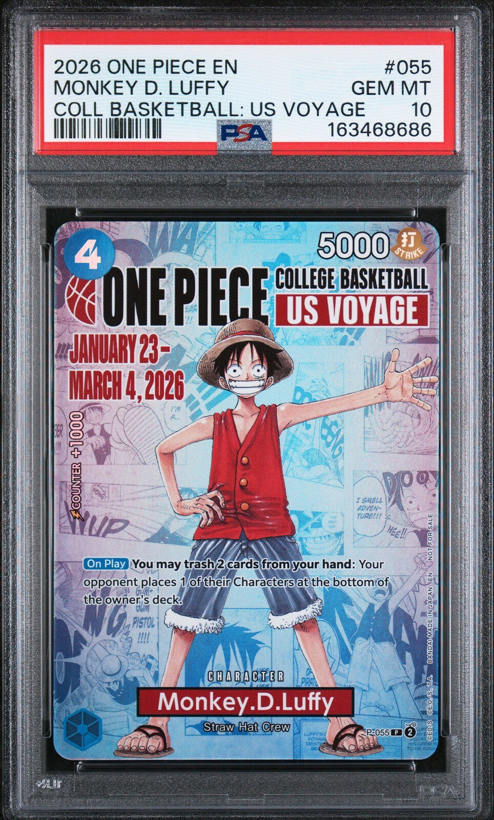 ワンピース英語版 2026 ONE PIECE PROMOS モンキー・D・ルフィ MONKEY D. LUFFY プロモ #055 PSA 10 鑑定済