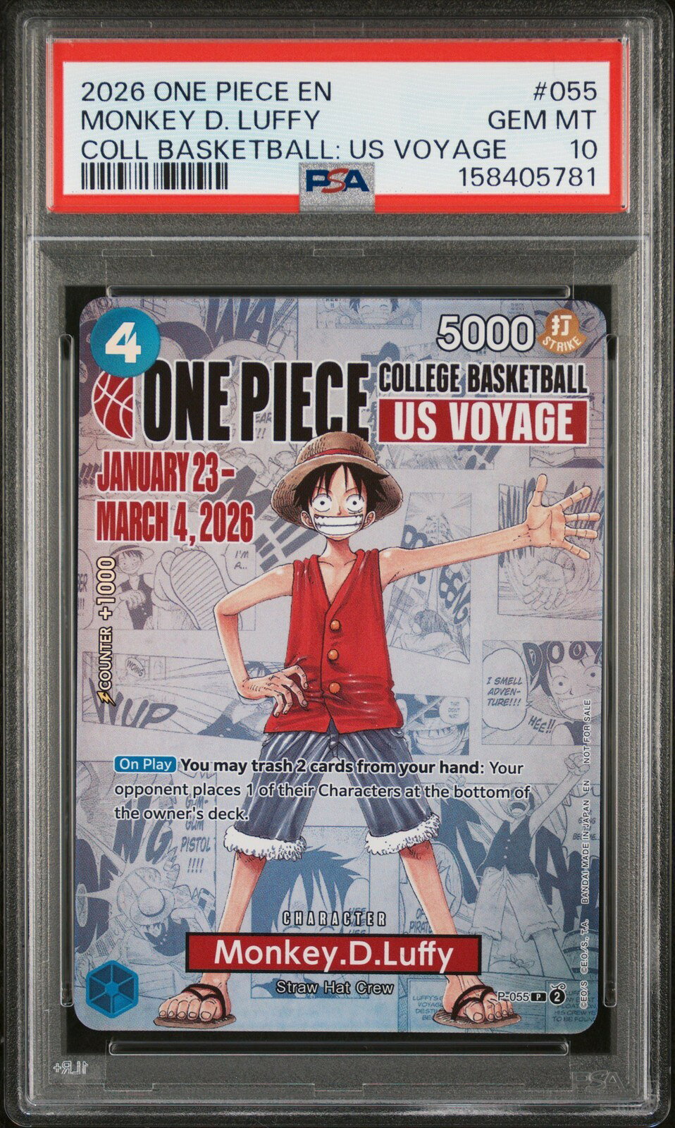 ワンピース英語版 2026 ONE PIECE PROMOS モンキー・D・ルフィ プロモ #055 PSA10 鑑定済