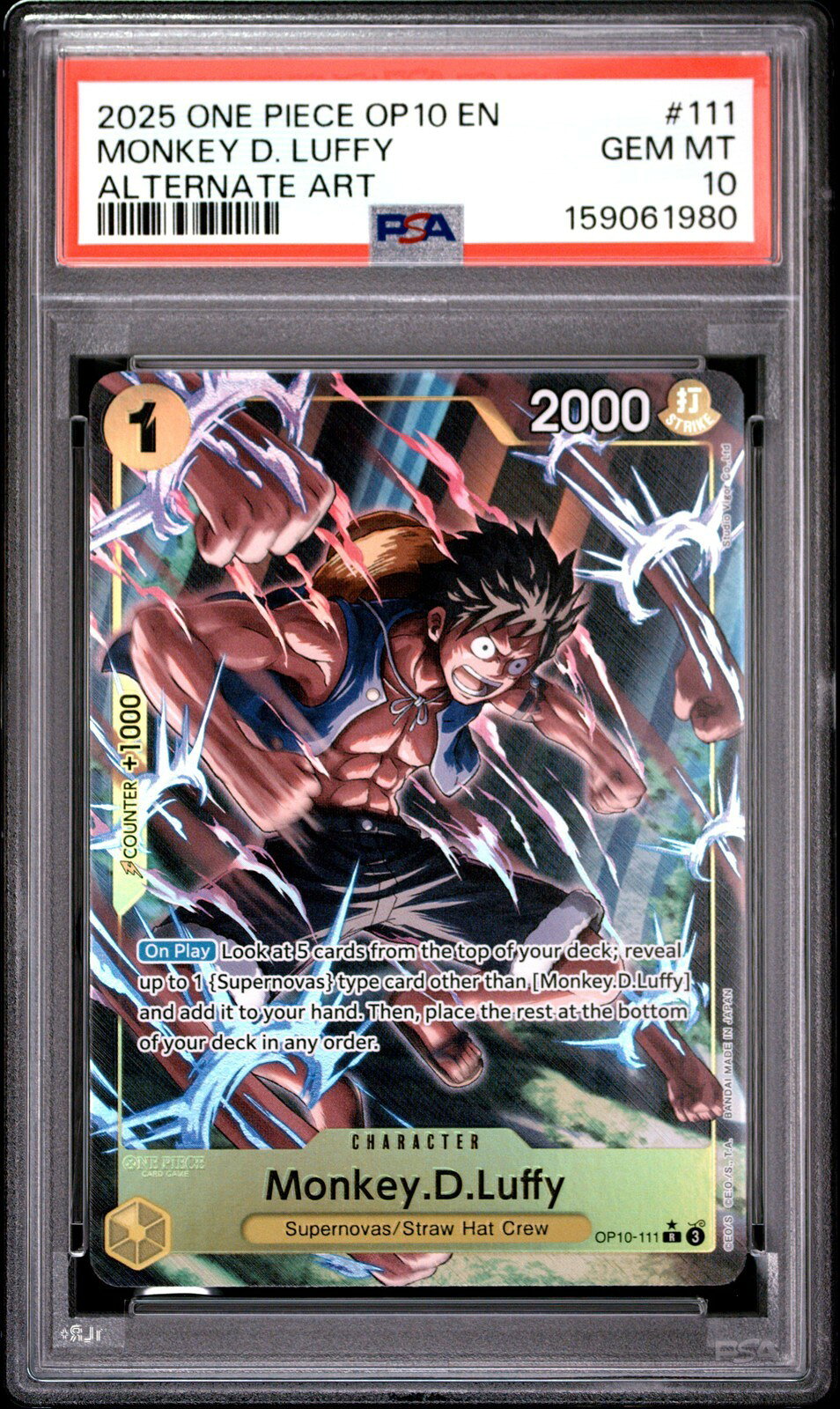 ワンピース英語版 2025 OP10-ROYAL BLOOD MONKEY D. LUFFY ALTERNATE ART #111 PSA 10 鑑定済