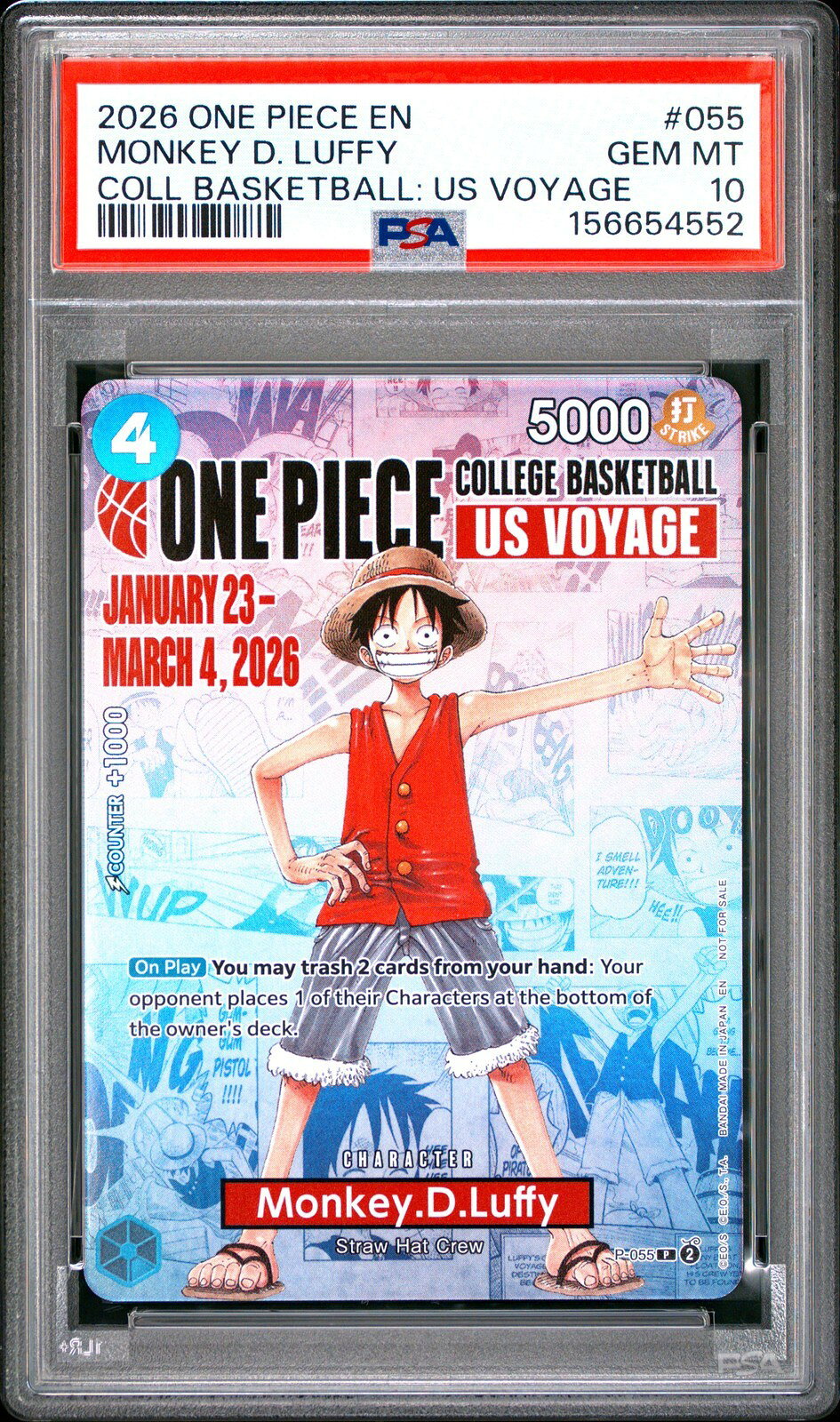 ワンピース英語版 2026 One Piece Promos モンキー・D・ルフィ Monkey D. Luffy プロモ #055 PSA 10 鑑定済