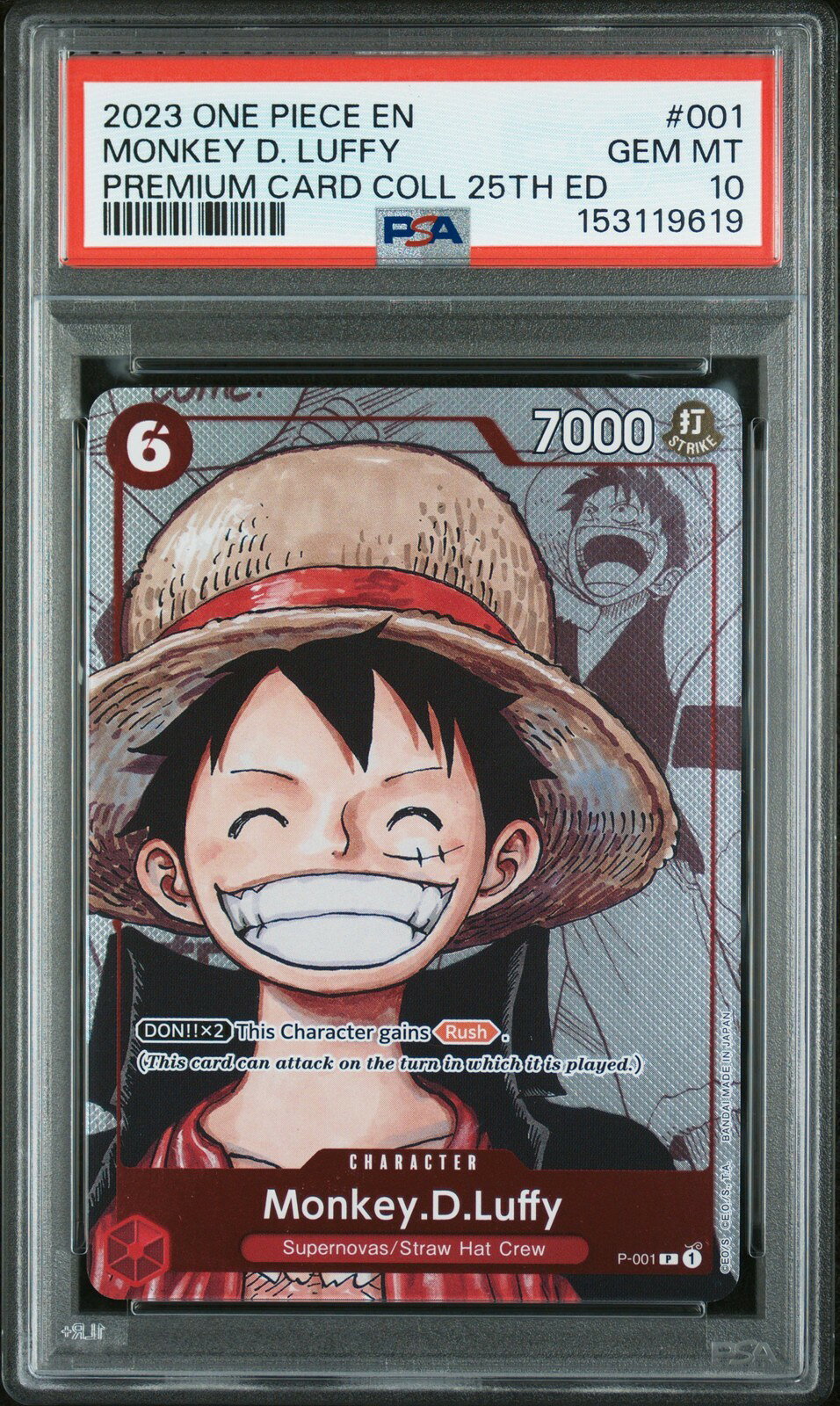 ワンピース英語版 2023 ONE PIECE PREMIUM CARD COLLECTION 25TH EDITION MONKEY D. LUFFY #001 PSA 10 鑑定済【中古】