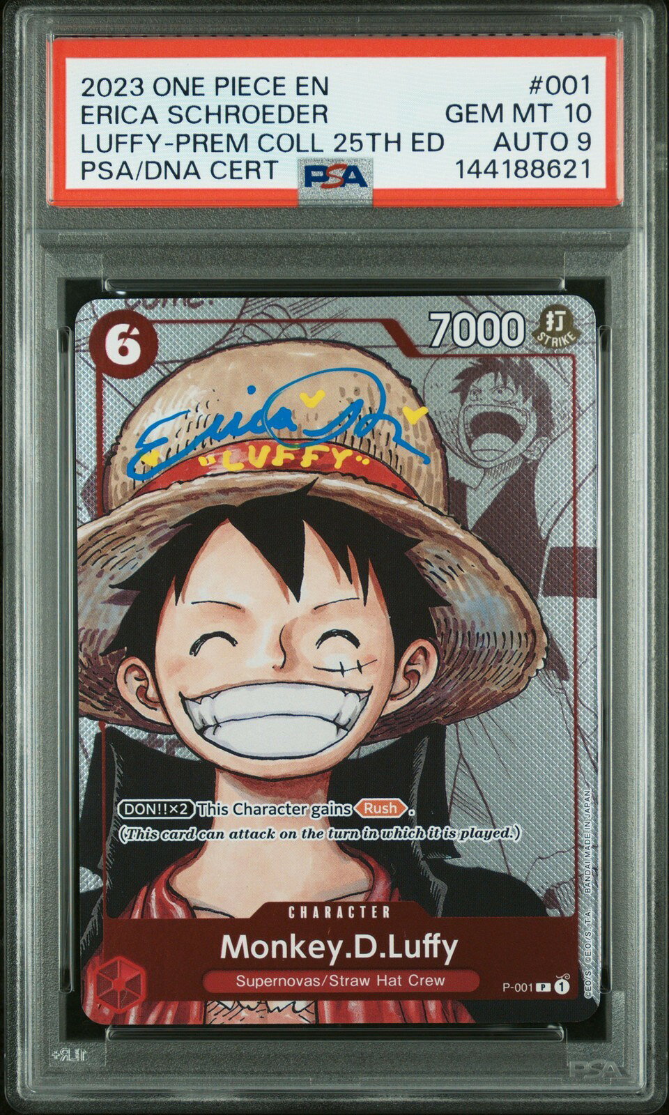 ワンピース英語版 PREMIUM CARD COLLECTION 25TH EDITION MONKEY D. LUFFY PSA 10 AUTO 9 鑑定済【中古】