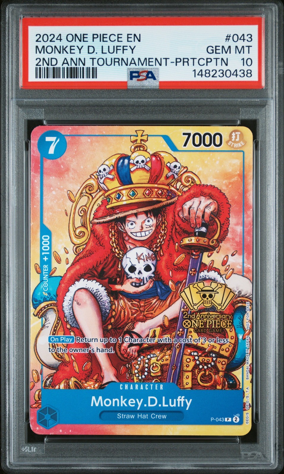 ワンピース英語版 2024 ONE PIECE PROMOS MONKEY D. LUFFY モンキー・D・ルフィ プロモ #043 PSA 10 鑑定済