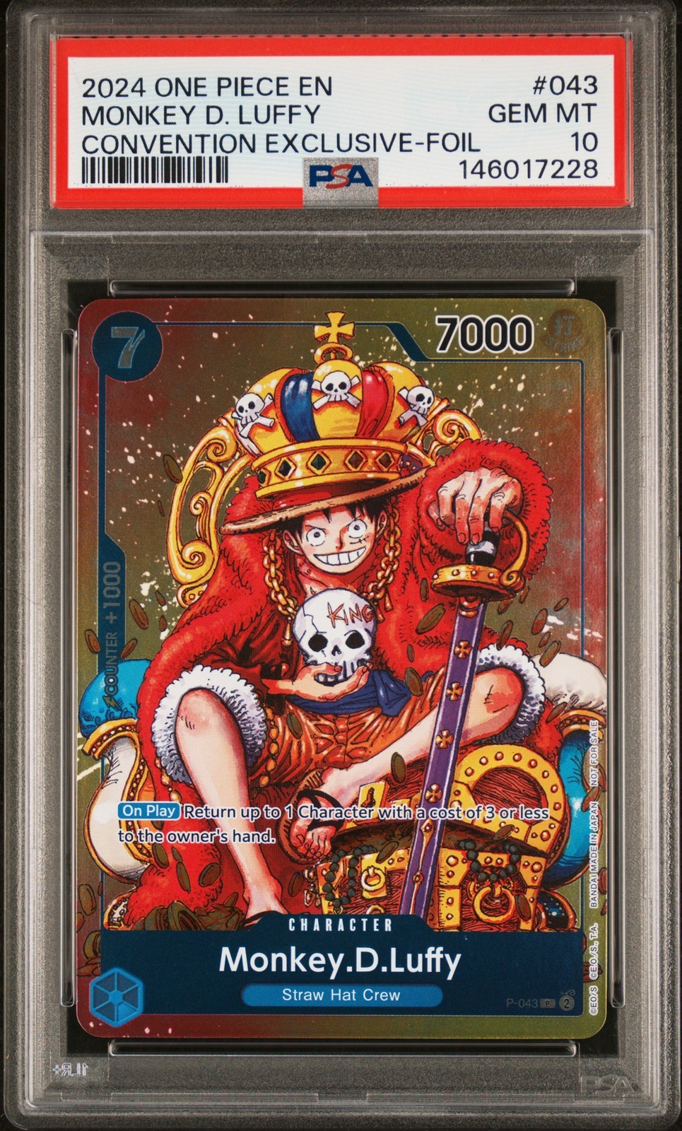 ワンピース英語版 2024 ONE PIECE PROMOS CONVENTION EXCLUSIVE MONKEY D. LUFFY ホロ #043 PSA 10 鑑定済