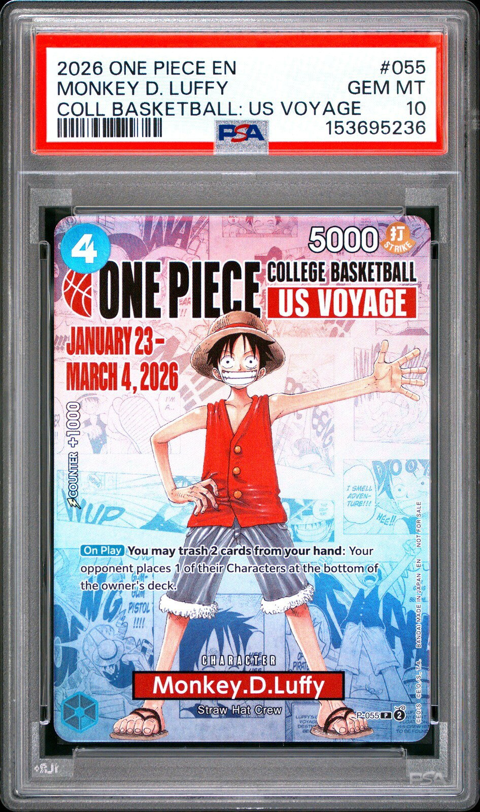 ワンピース英語版 2026 One Piece Promos Monkey D. Luffy プロモ #055 PSA 10 鑑定済