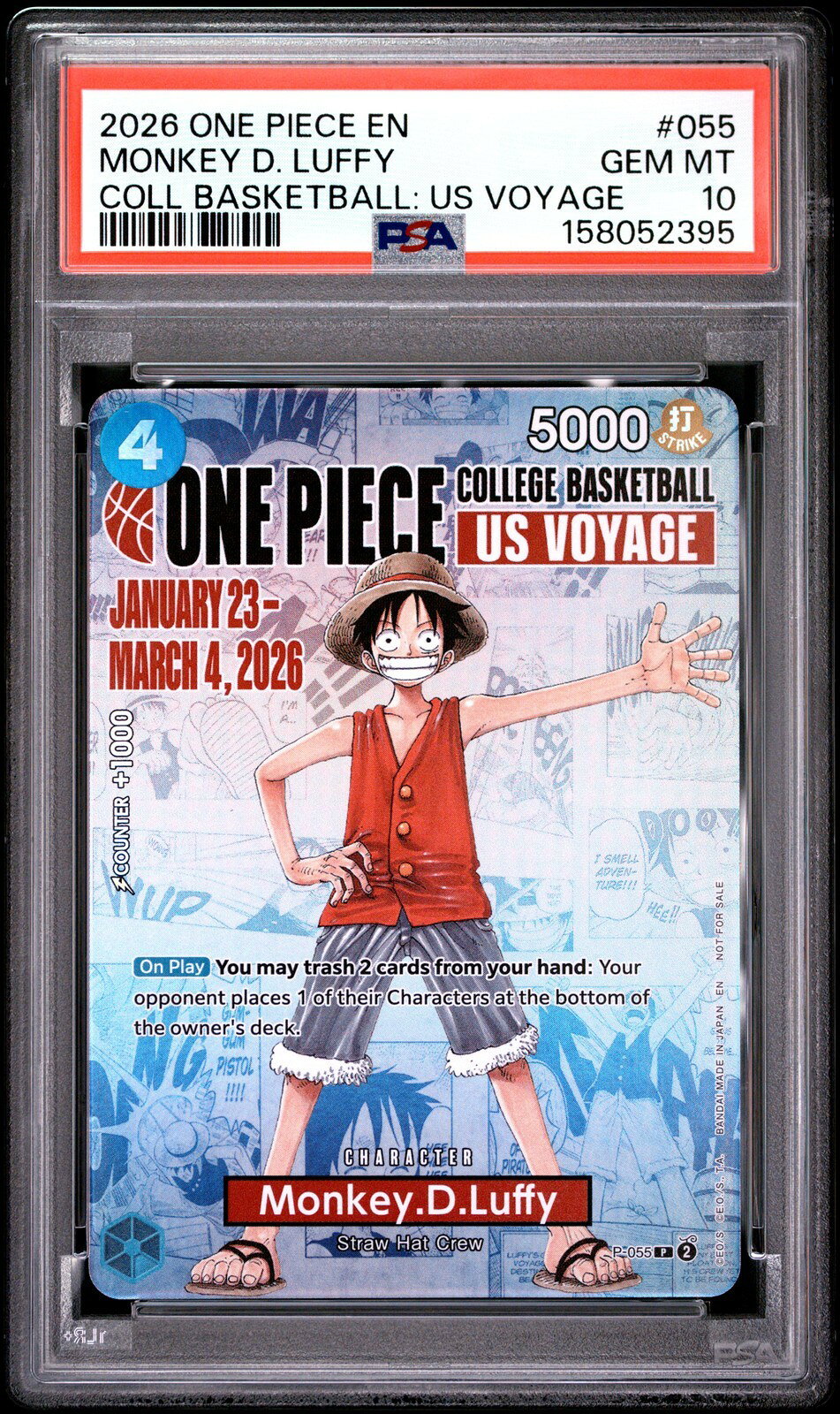 ワンピース英語版 2026 ONE PIECE PROMOS モンキー・D・ルフィ MONKEY D. LUFFY プロモ #055 PSA 10 鑑定済