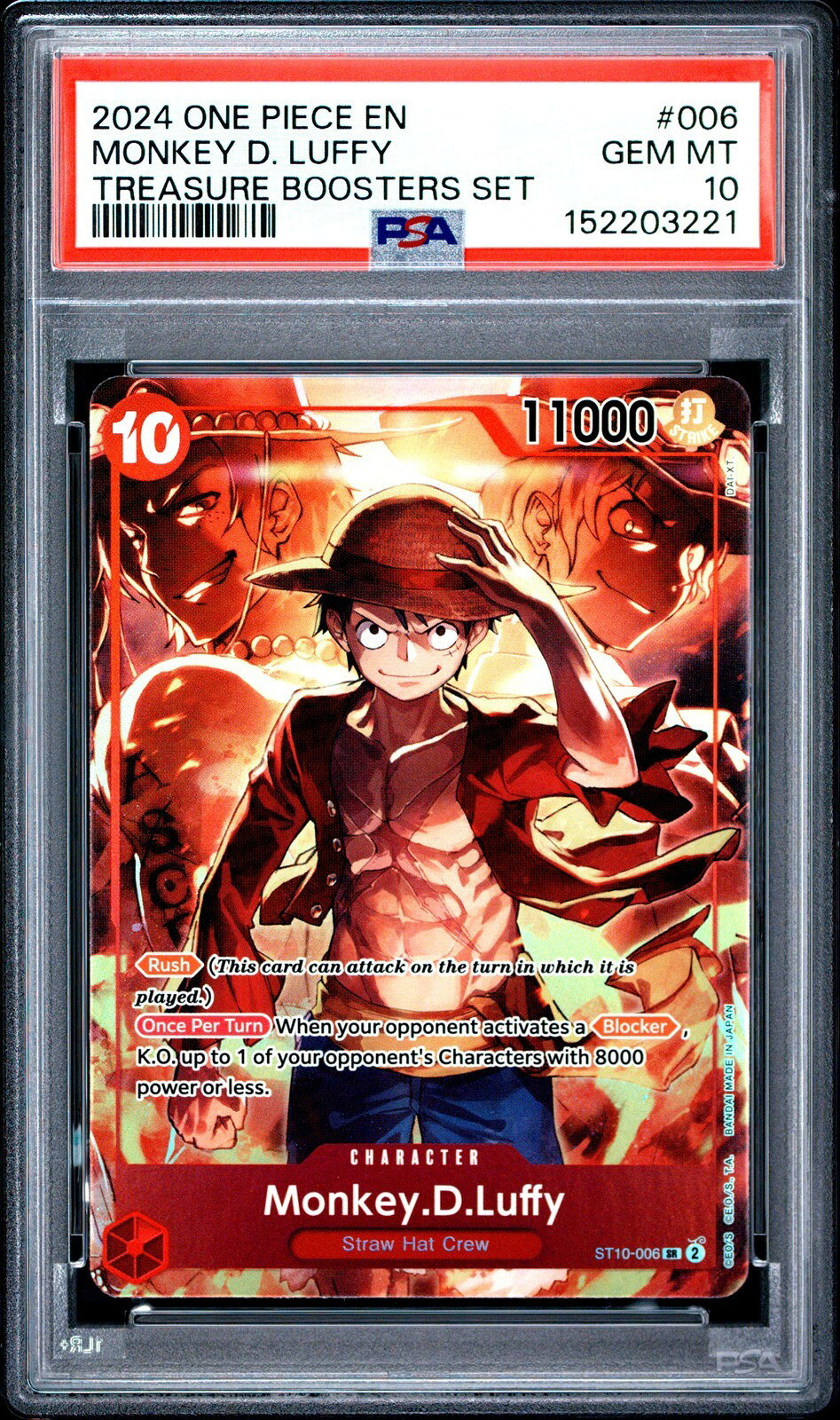 ワンピース英語版 2024 ONE PIECE PROMOS TREASURE BOOSTERS #006 MONKEY D. LUFFY PSA10 鑑定済