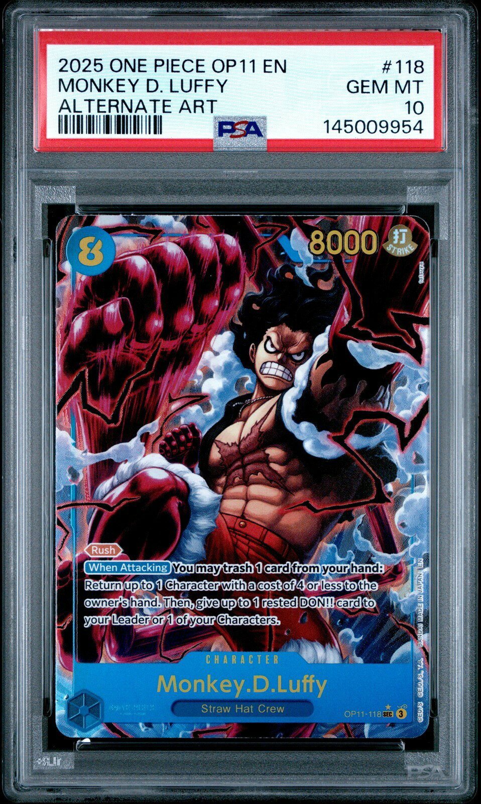 ワンピース英語版 2025 OP11-A FIST OF DIVINE SPEED モンキー・D・ルフィ MONKEY D. LUFFY パラレル PSA 10 鑑定済【中古】