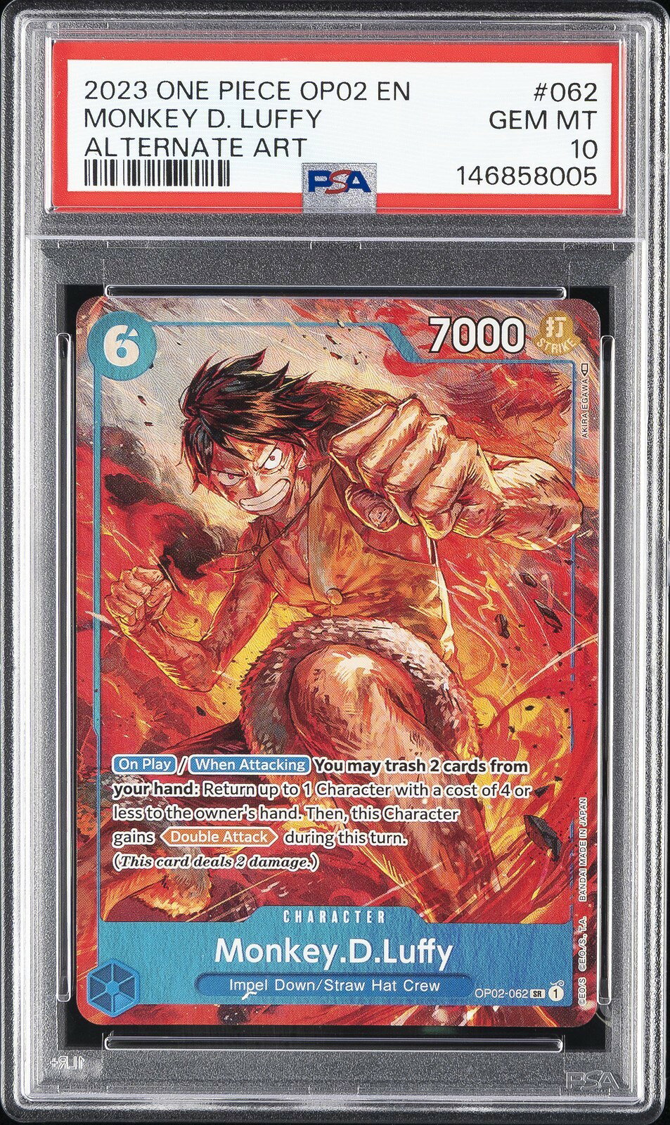 ワンピース英語版 2023 OP02-PARAMOUNT WAR MONKEY D. LUFFY ALTERNATE ART #062 PSA 10 鑑定済