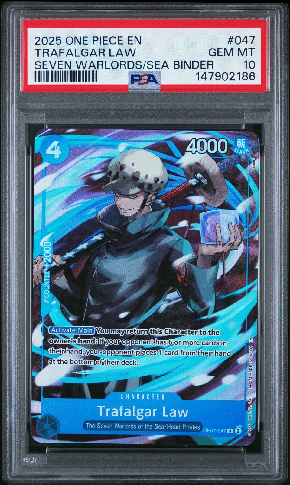 ワンピース英語版 2025 SEVEN WARLORDS OF THE SEA BINDER SET TRAFALGAR LAW プロモ #047 PSA 10 鑑定済【中古】