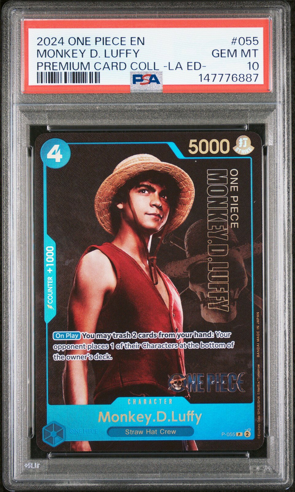 ワンピース英語版 ONE PIECE PREMIUM CARD COLLECTION LIVE ACTION EDITION モンキー・D・ルフィ PSA10 鑑定済【中古】