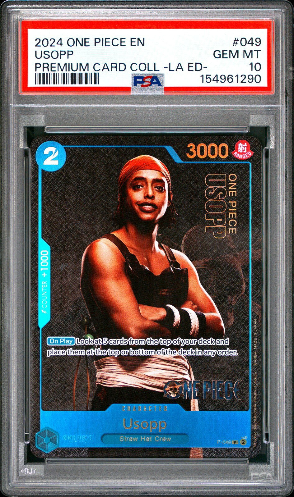ワンピース英語版 2024 PREMIUM CARD COLLECTION -LIVE ACTION EDITION- USOPP ウソップ #049 PSA10 鑑定済【中古】